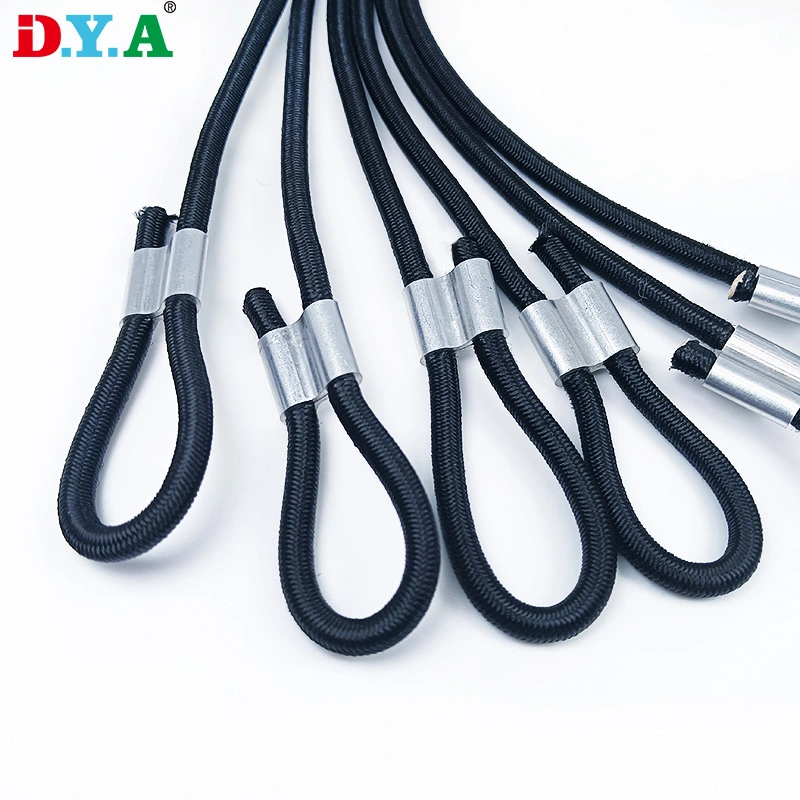 High Quality Stock 5mm Black Bungee Cord with Custom Loop Tip Hook for Outdoor Activity