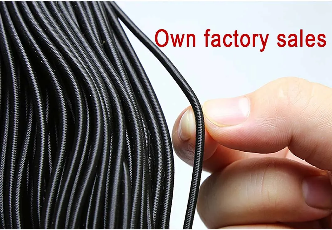 Custom 2.5mm 3mm 4mm 5mm 6mm 7mm 8mm Black White Rubber Soft Nylon Round Rope Bulk Bungee Power Cord Elastic