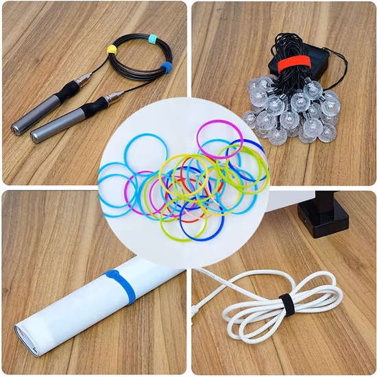 20 Stück/Beutel, bunte multifunktionale Twist-Lock-Kabelbinder aus Silikonkautschuk, rund, zum Bündeln und Organisieren