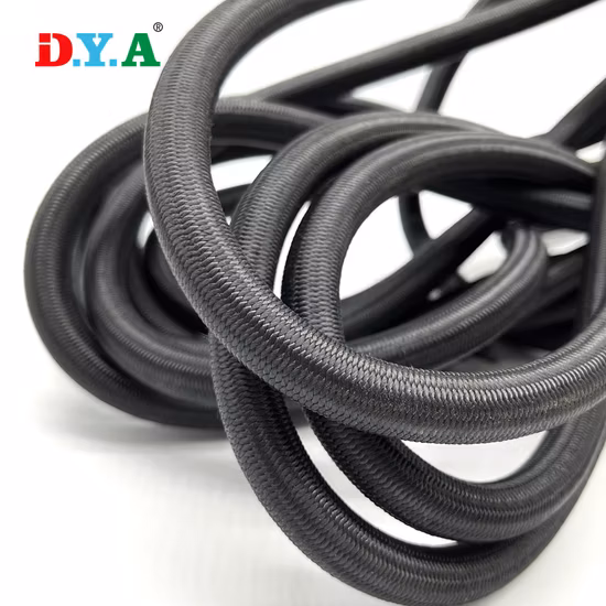 12 mm elastisches Trampolinseil aus schwarzem Polyester-Latex, starkes Bungee-Stoßseil für den Außenbereich