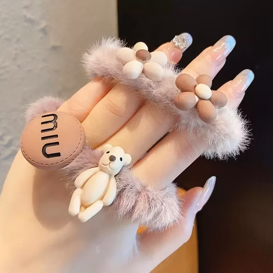 Süßes Blumen-Stoffetikett, plissiertes Haargummi, Bonbonfarben, Gummiband, Haargummi